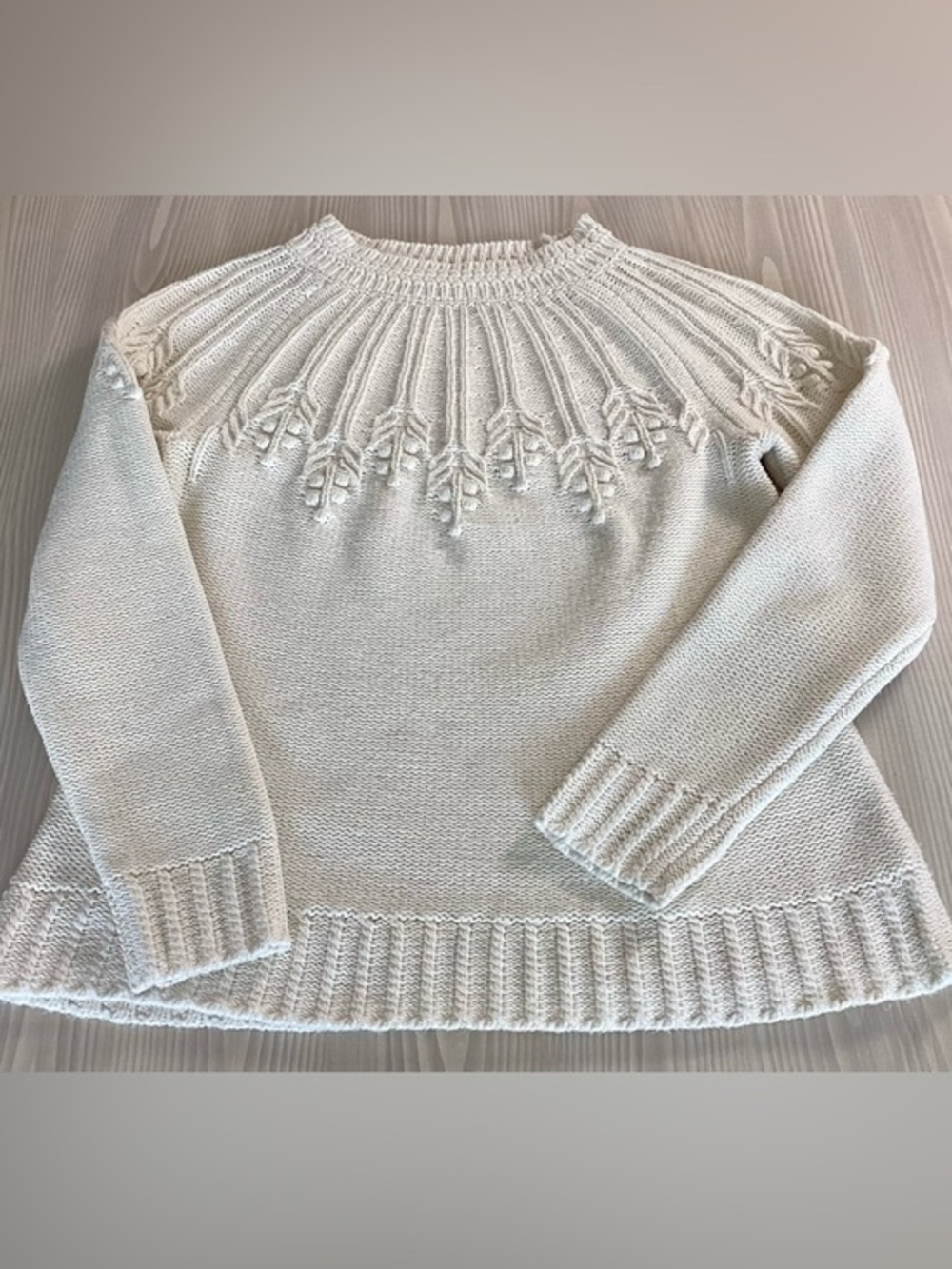 Talbots Branch and Berries Cream Pullover Sweater Raglan Sleeves Small